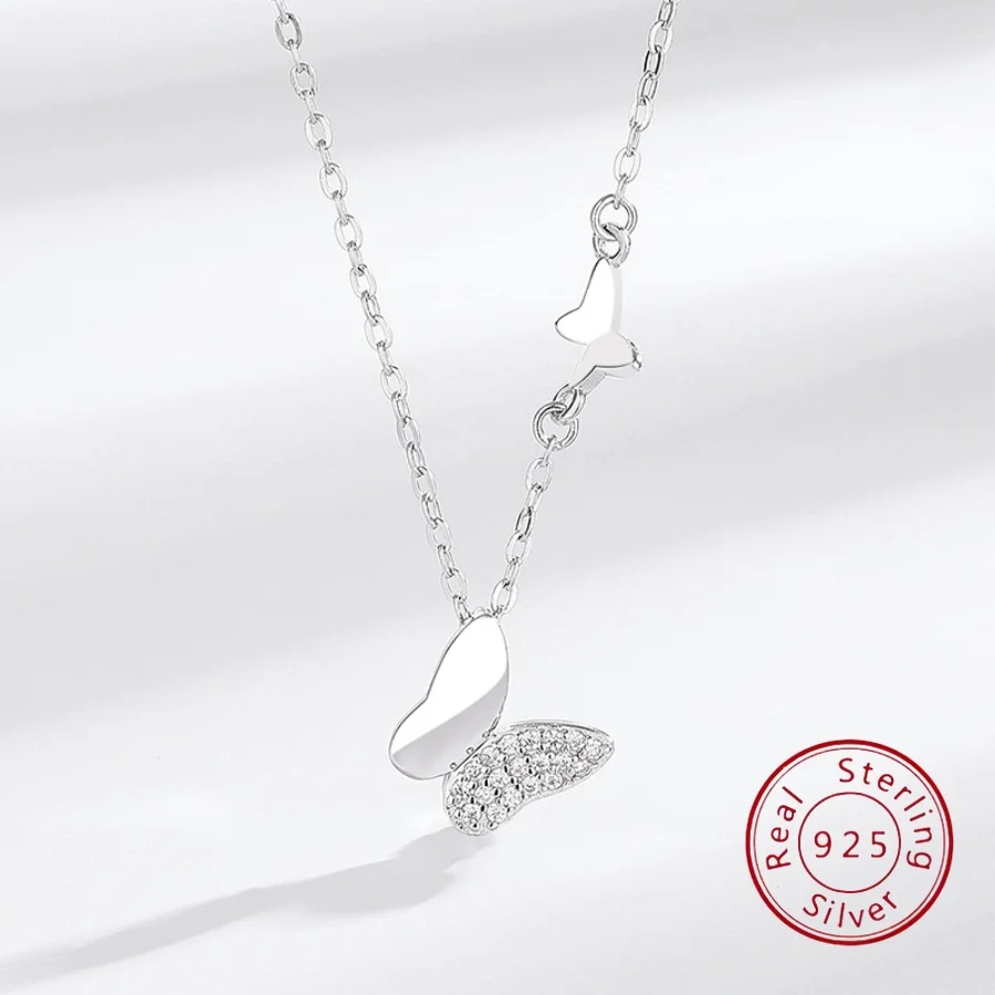 

Sterling Silver Butterfly Pendant Necklace Choker Style Jewelry Luxury-inspired Elegance European & American Bestseller
