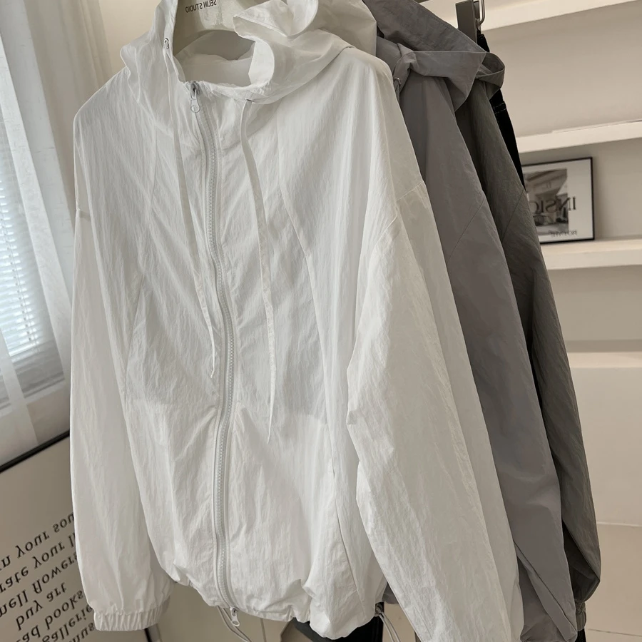 plus Size Women's ort Cardigan Jaet Summer New Sle Casual Loose Windbreaker Sun Protection 300 Pou Hooded Outerwear