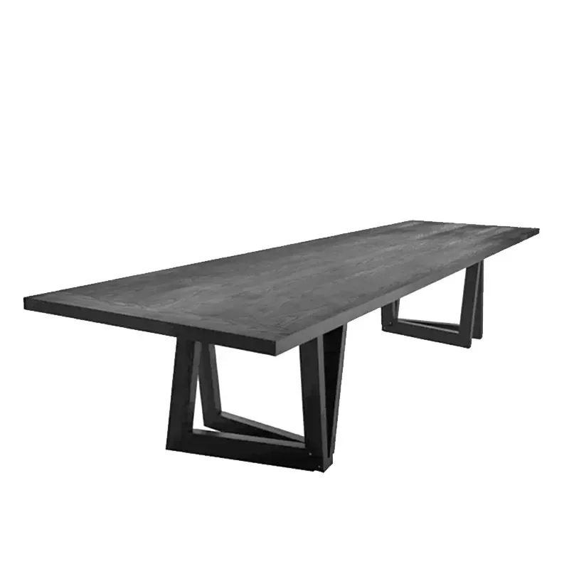 Solid wood conference table long table large board table industrial style large workbench