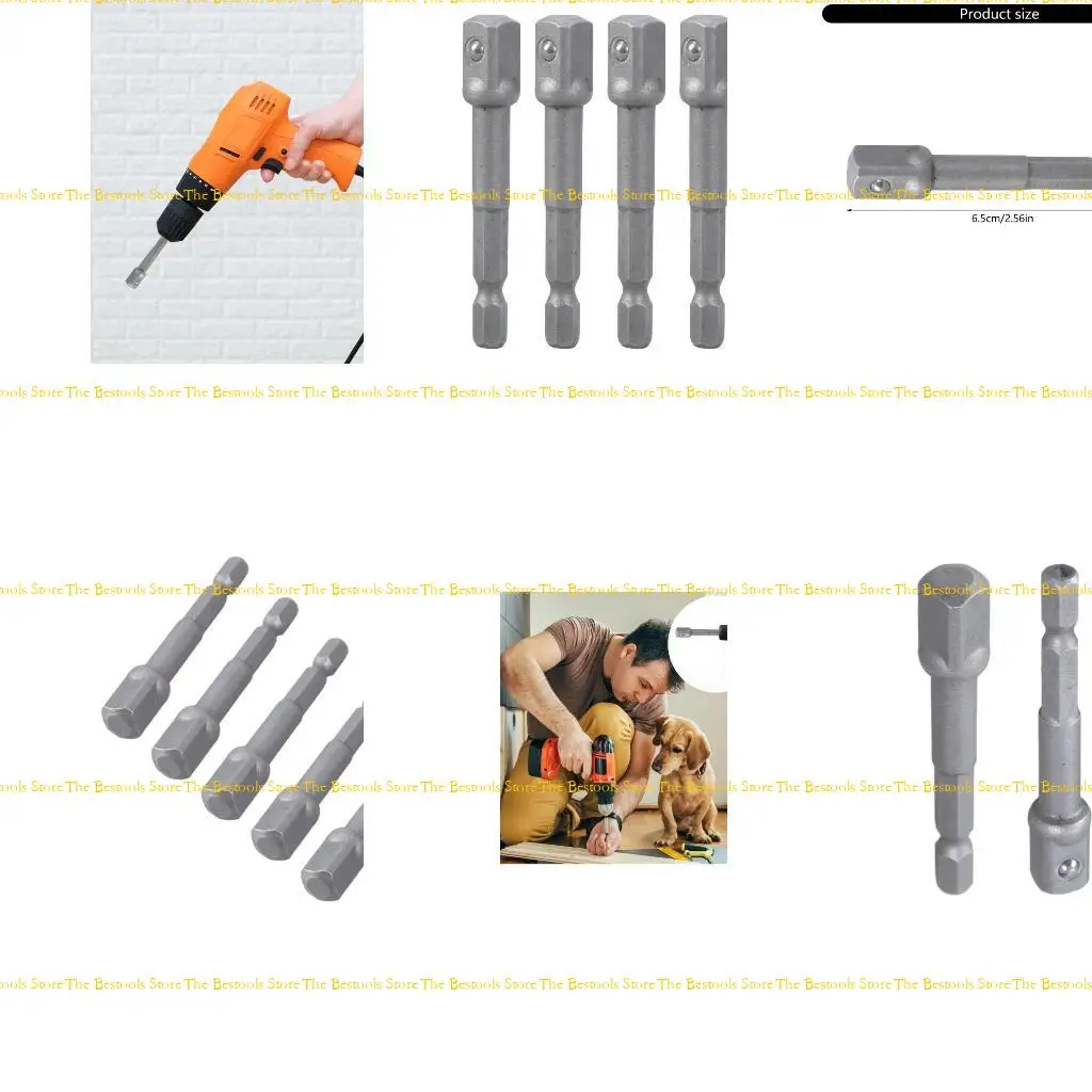 12PF 5Pcs Impact Socket Adapter 1/4inch Nut Driver Socket Shank Extension