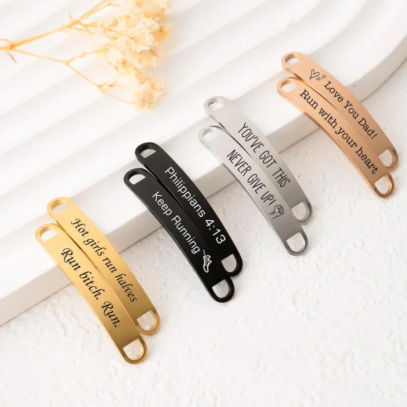 Custom Lace Tips Tag Personalised Engraved Metal Lace Tags Inspirational Runner Marathon Gift Shoe Name Plate