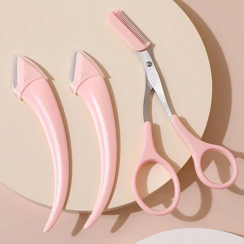 1/2/3Pcs Eyebrow Trimming Knife Eyebrow Face Razor For Women Eyebrow Scissors With Comb Brow Trimmer Scraper easy to use