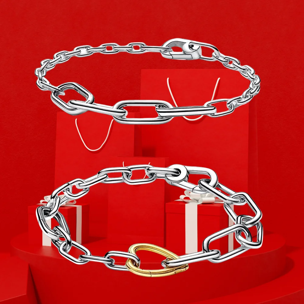 ME نغمتين القلب ربط سلسلة سوار 1:1 صالح النساء Gifts2023 جديد الأصلي 100% 925 فضة جميلة