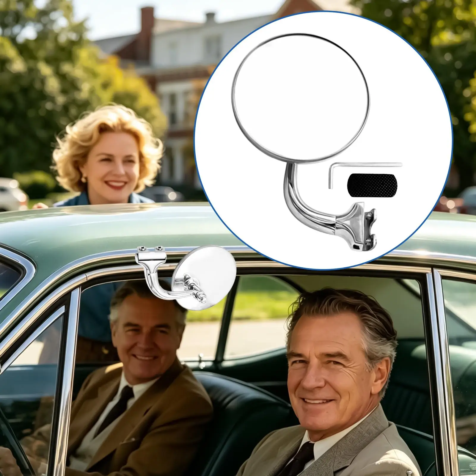 Car Rear View Mirror Retro Round Stainless Steel Car Side Mirror For Vehicles Trailer RV Sedan Pickup Tractor Truck ATV
