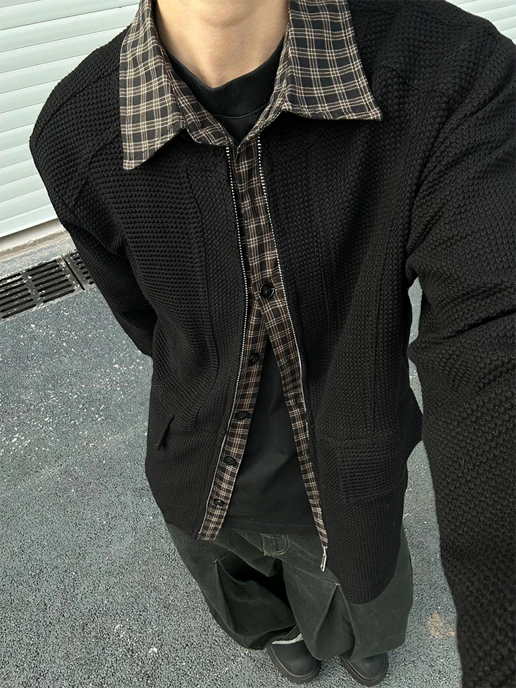 

Cleanfit клетчатый воротник, искусственный двухсекционный джет, мужской модный ретро-багатство, универсальная верхняя одежда, топ, летний длинный све