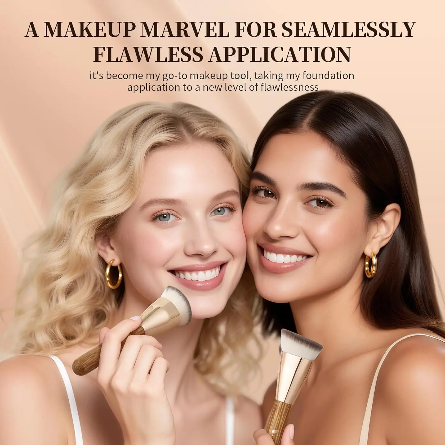 Pinceau de fond de teint coudé pour une application de maquillage impeccable avec des poils denses et un design profilé