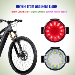 Bike Lamp set Rechargeable 12 LED high-light front light Riding safety Bicycle Taillight Waterproof Rear Headlights MTB Parts