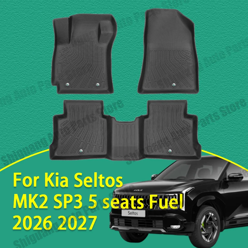 Front Rear Car TPE Floor Mats for Kia Seltos MK2 SP3 5 Seats Fuel 2026 2027 Waterproof Healthy Friendly Odorless Accessories