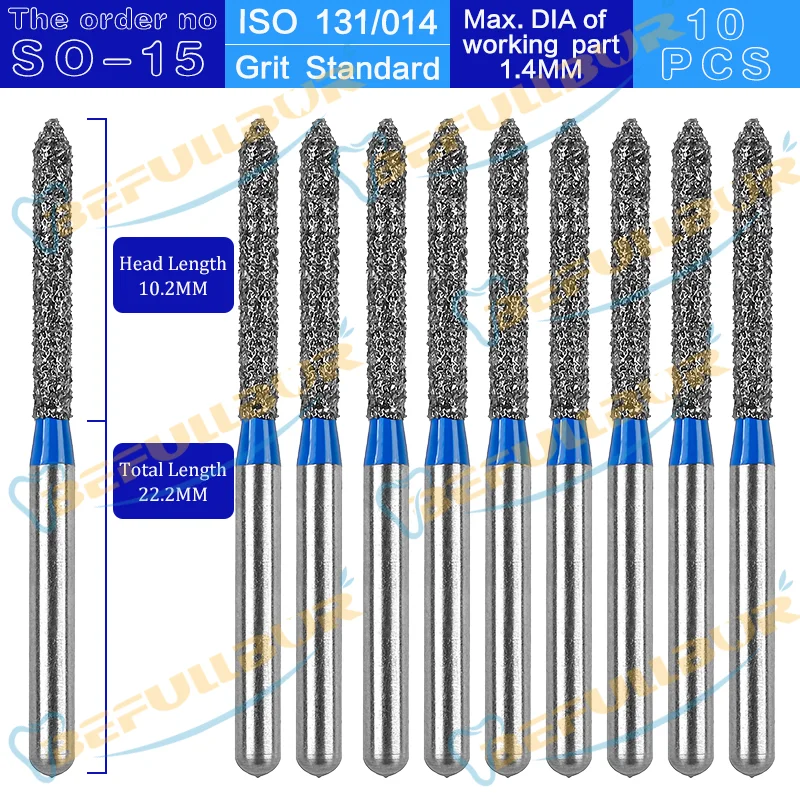 BEFULL SO Type Dental Diamond Burs Drill Dentistry Milling Cutters Dentist Strawberry Emery Burs High Speed Handpiece  10PCS