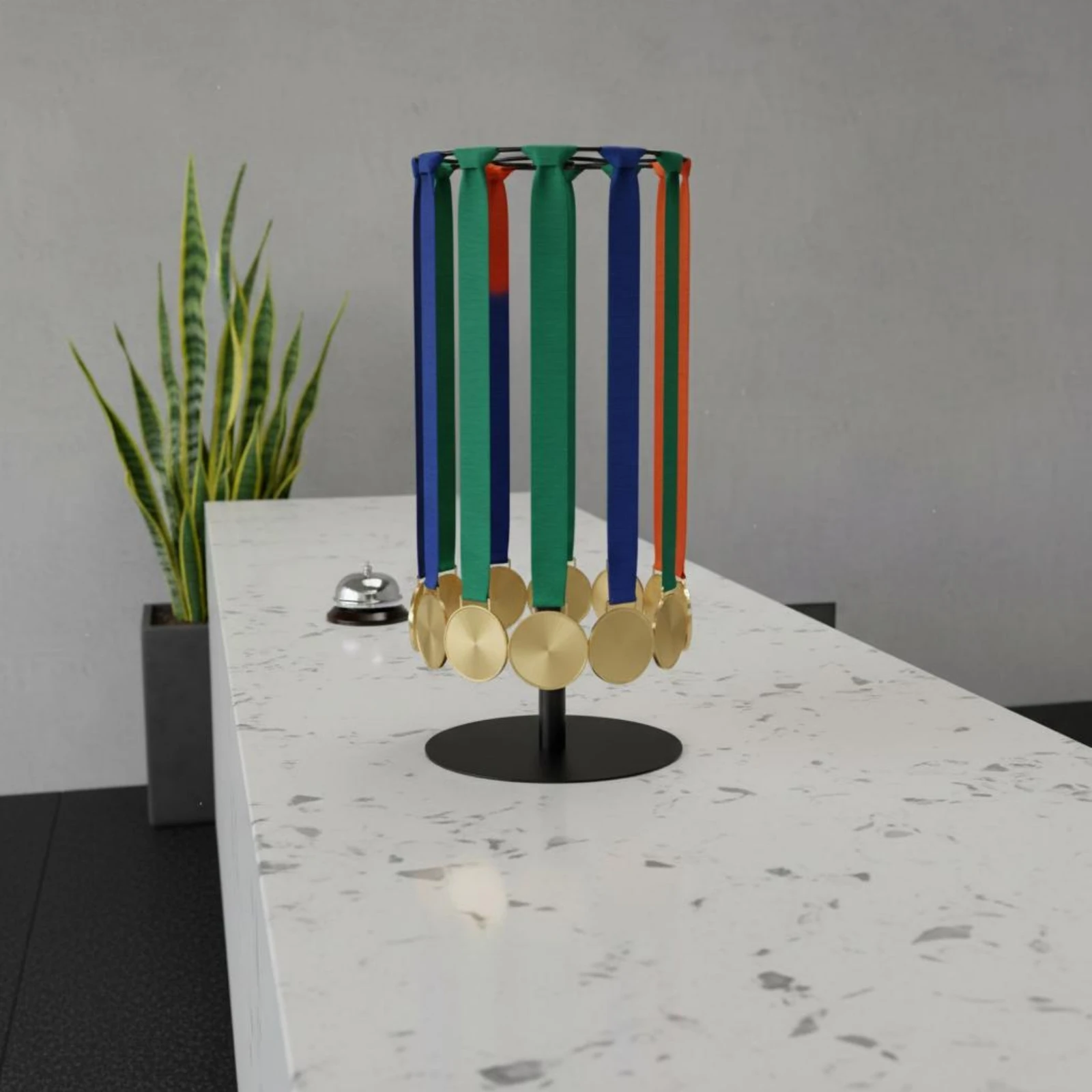 

Race Medal Rack Minimalist Standing Medal Display Stable Base Easy to Assemble for Runners