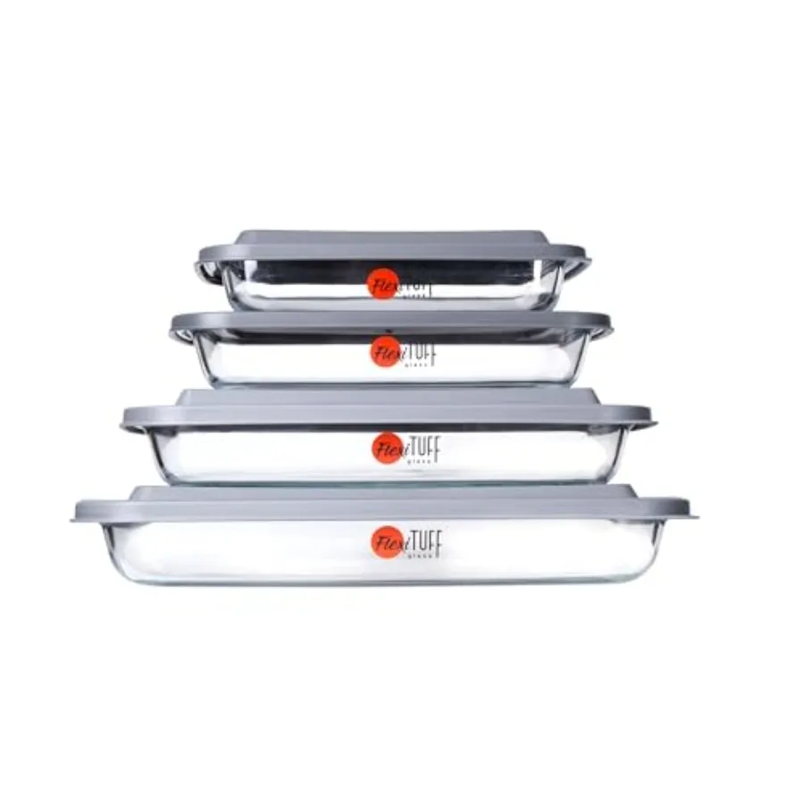 

8pcs Set Rectangular Bakeware with PP LID 4 Airtight and 4 Lids BPA Free, Leakproof, Dishwasher, Microwave and Freezer Safe Bak
