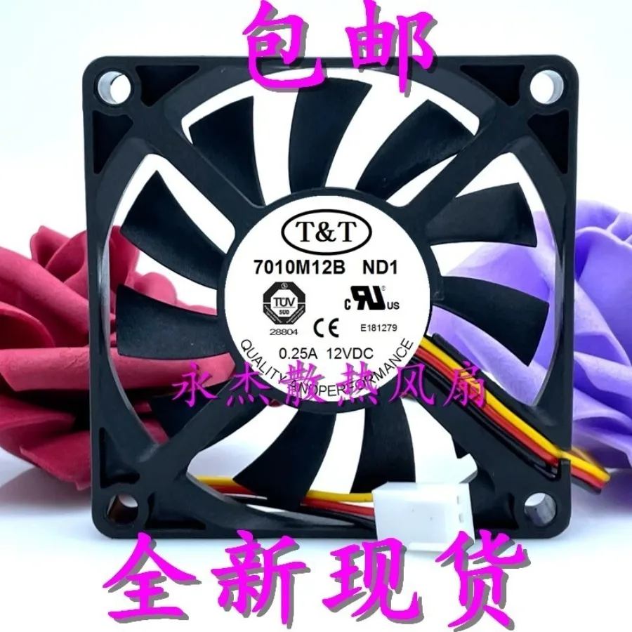 

For T&T 7010M12B ND1 7010 DC12V 0.25A 7CM 3-Pin Silent Cooling Fan