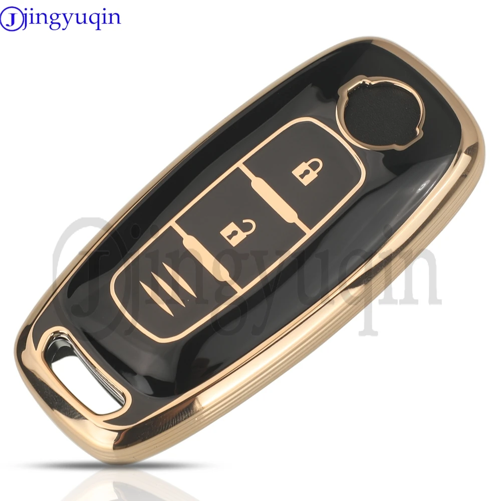 jingyuqin 2 Buttons NEW Soft TPU Remote Smart Car Key Case Fob For Nissan Kicks X-Trail Rogue Ariya Key Protection Accessories