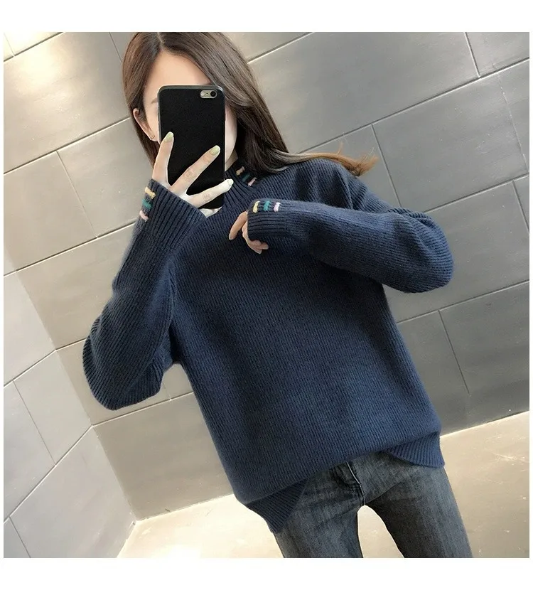 Tricô roupas femininas novo outono inverno malhas topos primavera feminino jumper básico wear pulôver camisola quente puxar camisa