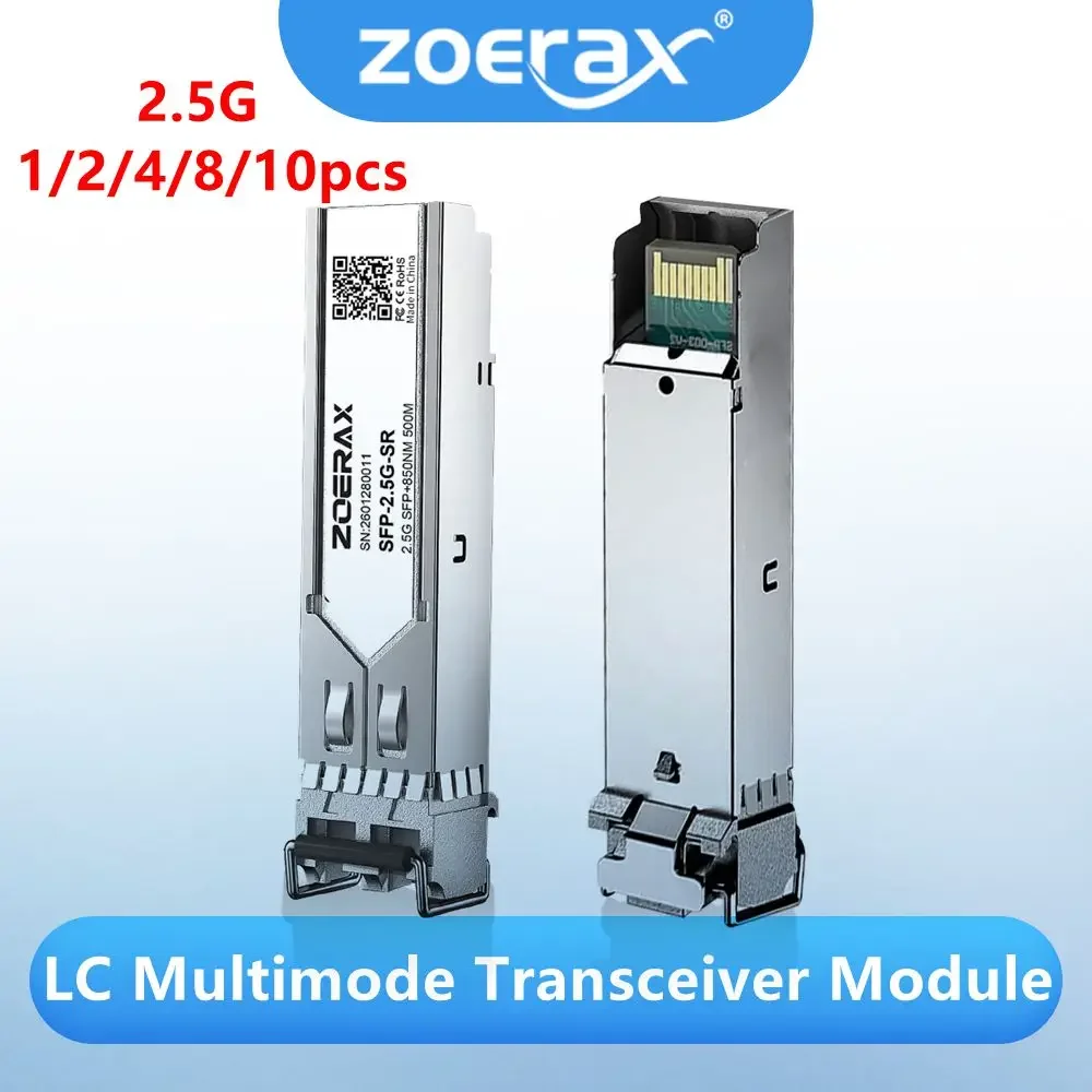 

ZoeRax 2.5G SFP+ Multimode Fiber Module 850nm 500m LC Duplex Transceiver with DDM Compatible for Cisco TP-Link Network Switch