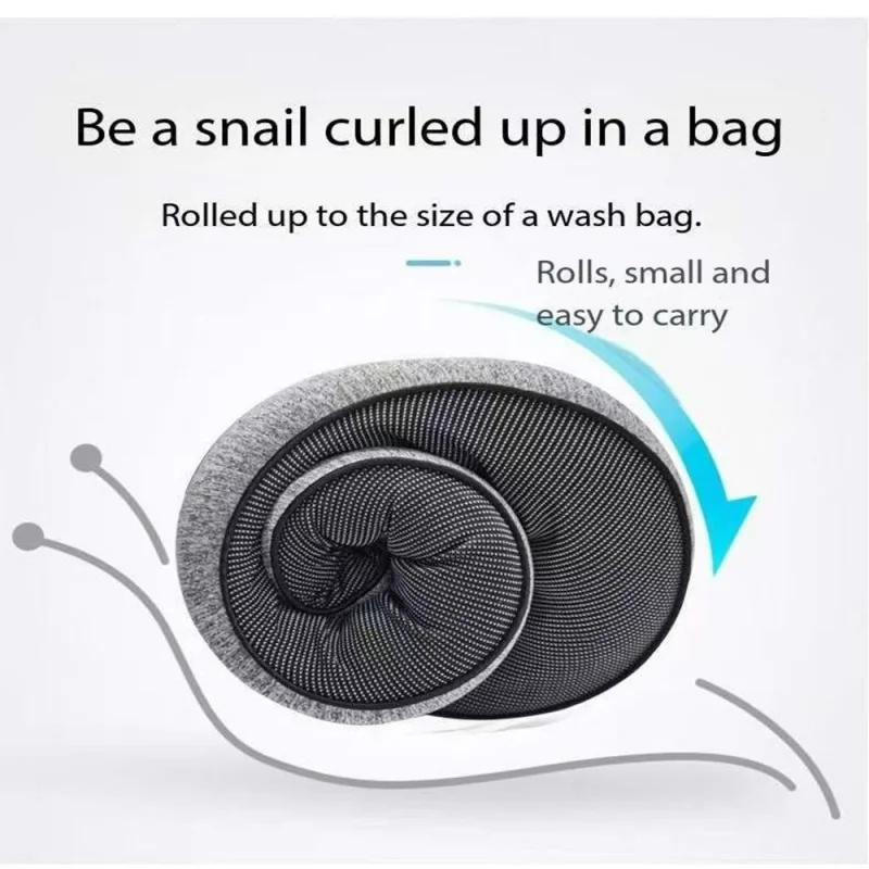 Portable U-shaped Travel Pillow Memory Foam Snail Pillow Travel Neck Support Neck Pillow Adjustable Soft Noon Break Pillows