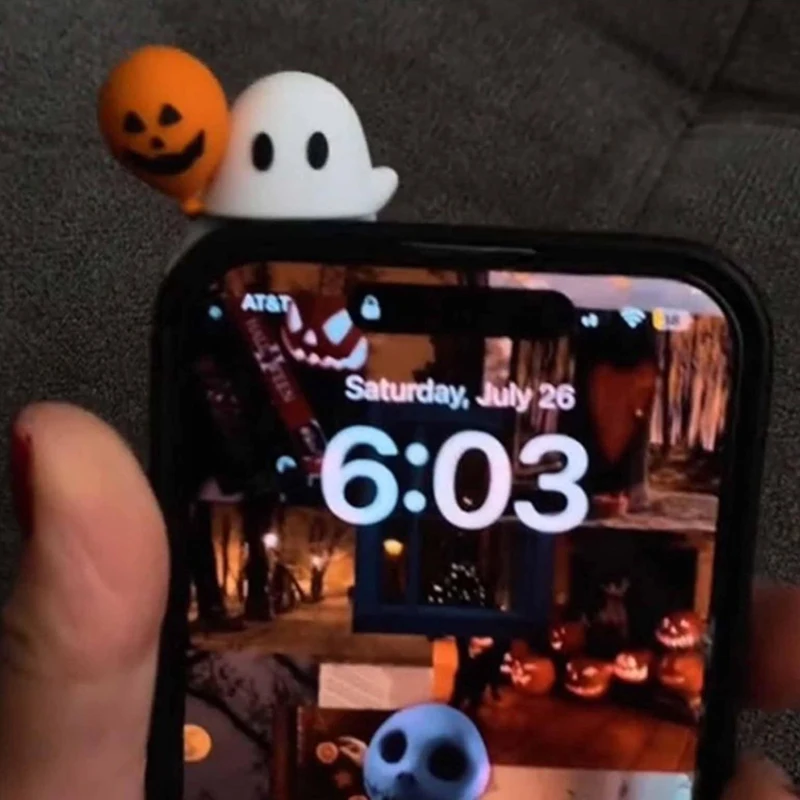 1/6 pièces Halloween fantômes série Mini figurines fantômes modèle décor de téléphone portable mignon conception pelable et autocollante jouet cadeau