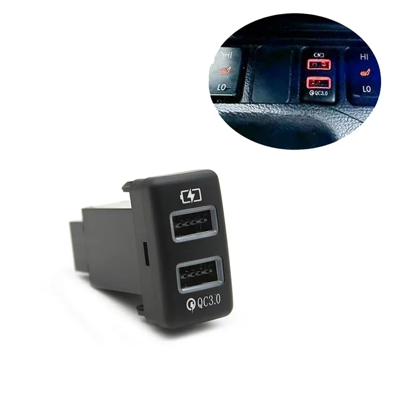 Red LED Quick Charge Car Charger Dual QC3.0 USB Interface Socket Fast Car Charger Fit For Haval M6 17-19 Wingle 5 Wingle 6 H6