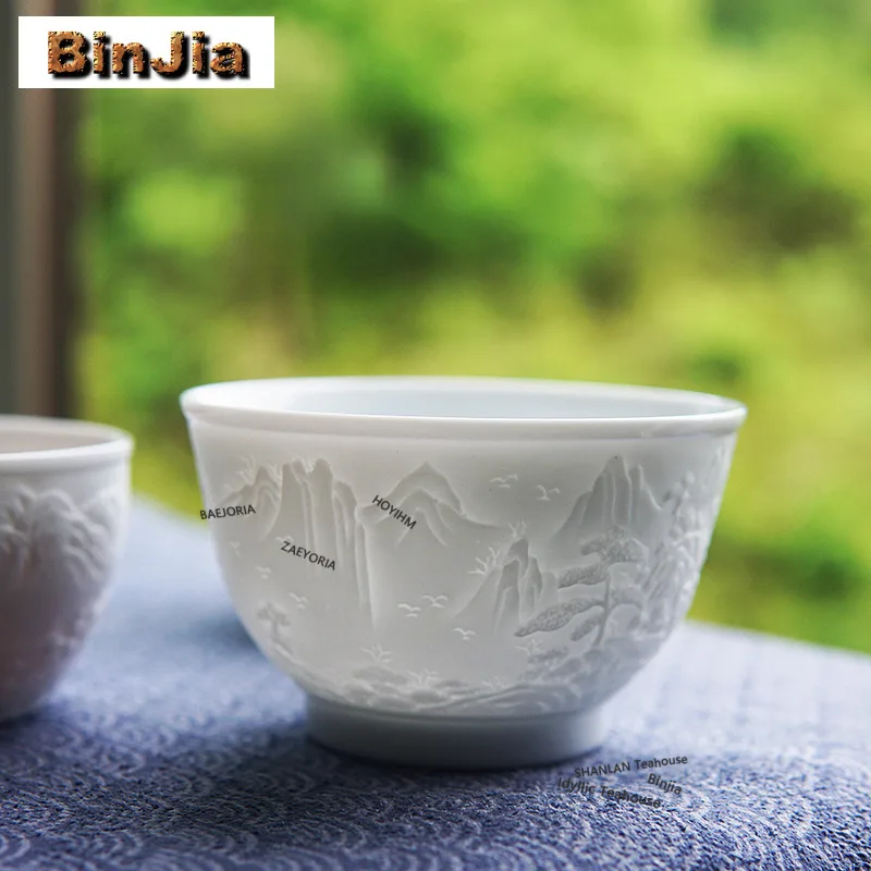 

Handmade Carved The Great Wall Teacup Luxury Tea Bowl Cup For Tea Tea-tasting Meditation Cup Jianzhan Master Cups Chinese Teaset