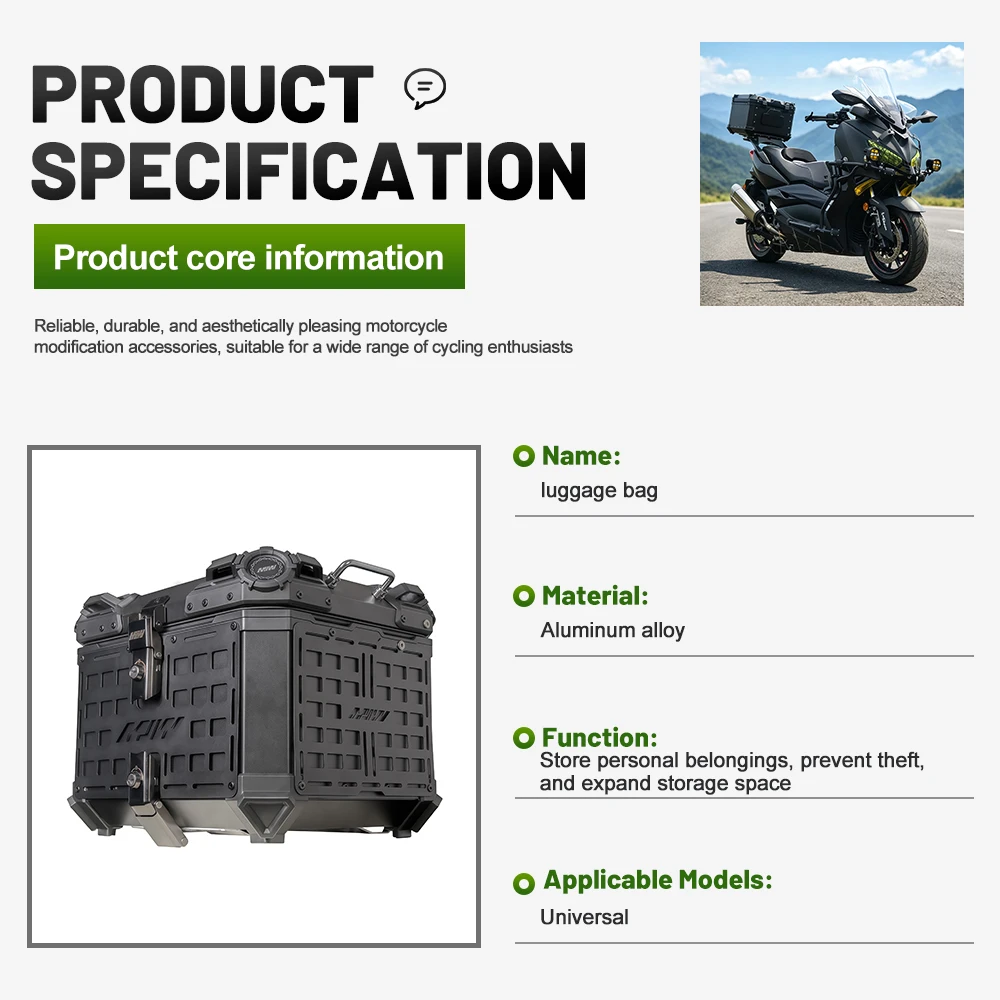 Off Road Style Motorcycle Rear Storage Box For Universal Motorcycle Heavy‑Duty Shell Corrosion Resistant Tour Cargo Accessory