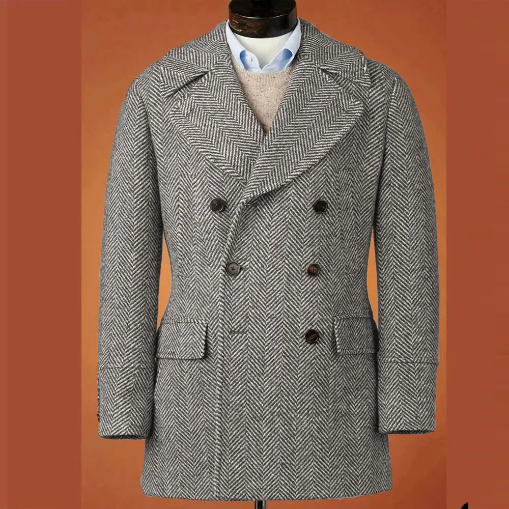 Blazer casual masculino espinha de peixe fino ajuste único breasted elegante jaqueta confortável casaco masculino duplo breasted blazer terno masculino