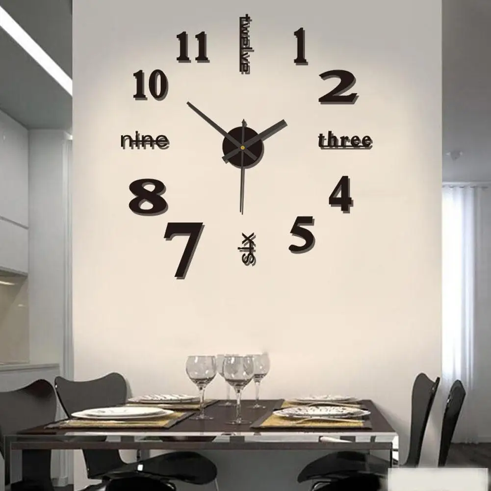 3D Luminous Wall Clock Frameless Acrylic DIY Digital Clock Wall Stickers Mute Clock for Living Room Bedroom Office Wall Decor