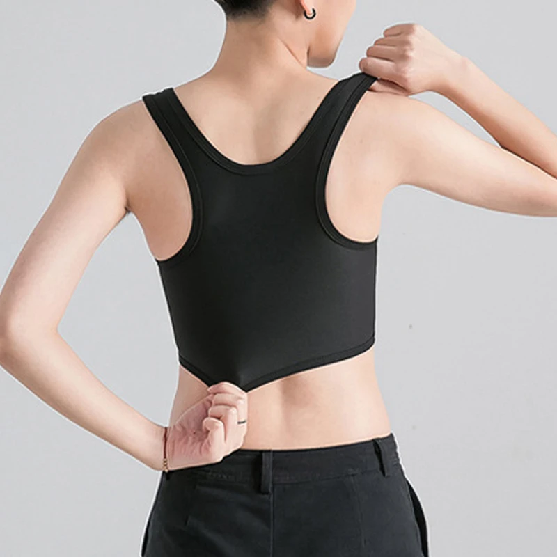 Women Breathable Short Vest Tops Chest Breast Binder Side Buckle Underwear Tank Tops Wireless Chest Wrap Bandage