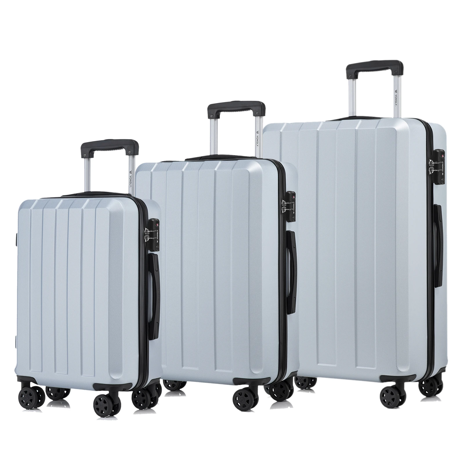 Ensemble de valises YONSLY Premium 3 pièces 20/24/28 pouces, bagage à main avec serrure TSA, fermeture éclair YKK, 4 roulettes silencieuses à 360° °   Valise à roulettes rigide pour les voyages d'affaires, les vacances en famille, les courts séjours et les vols internationaux
