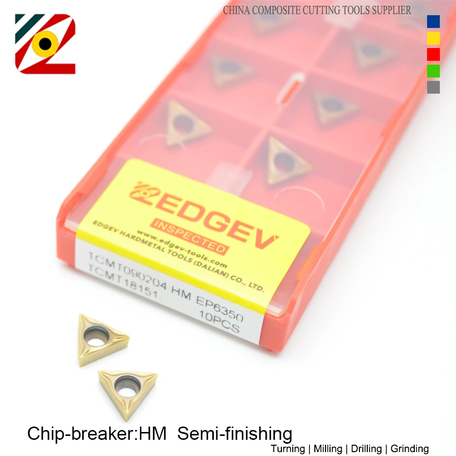 EDGEV CNC คาร์ไบด์ TCMT090204 TCMT0902048เครื่องกลึงเครื่องตัดเครื่องมือ Indexable ตัดเครื่องมือเครื่องจักรกลสแตนเลส M