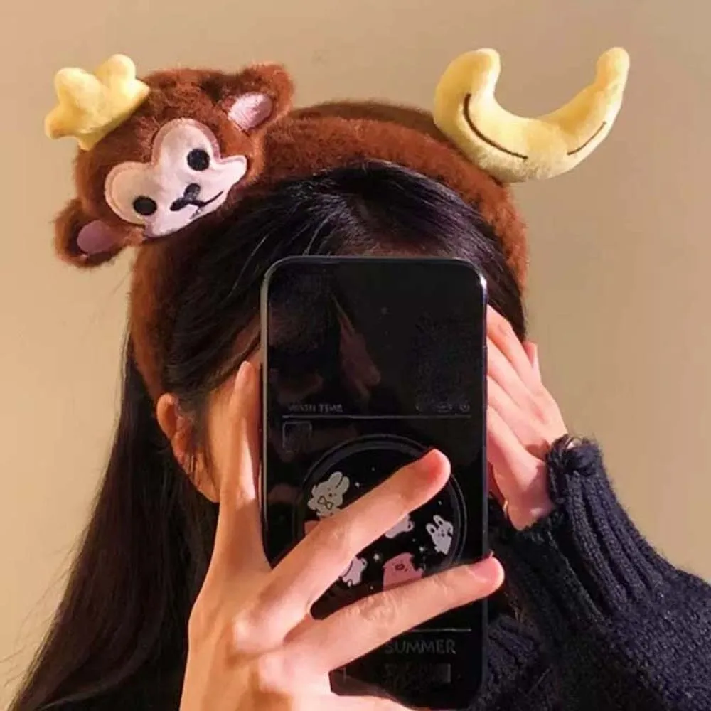 

Cute Hair Accessories Dachshund Hair Hoop Plaid Bow Moon Red Headband Creative New Year Headwear Cartoon Monkey Hairband Women