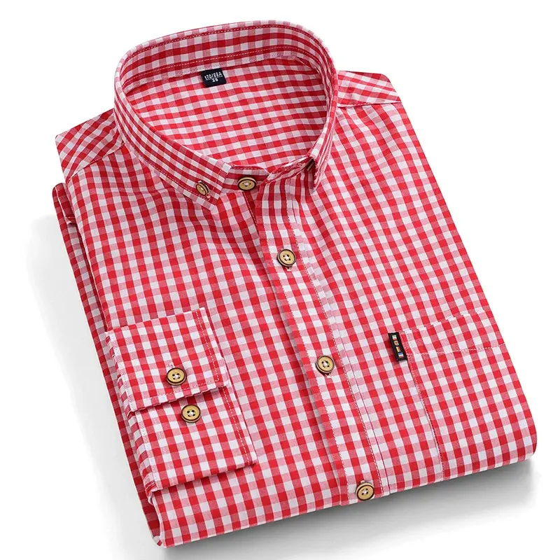 New In Shirt 100%Cotton Fashion Long Sleeve Shirts for Man Slim Fit Formal Plian Shirt Soft Casual Office Designer Plaid Clothes - Image 5