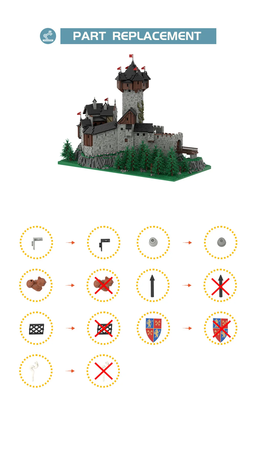 MOC European Medieval Castle Burg Falkenstein Building Blocks Set Austrian Alps Architecture in Carinthia Town Bricks Toys Gifts