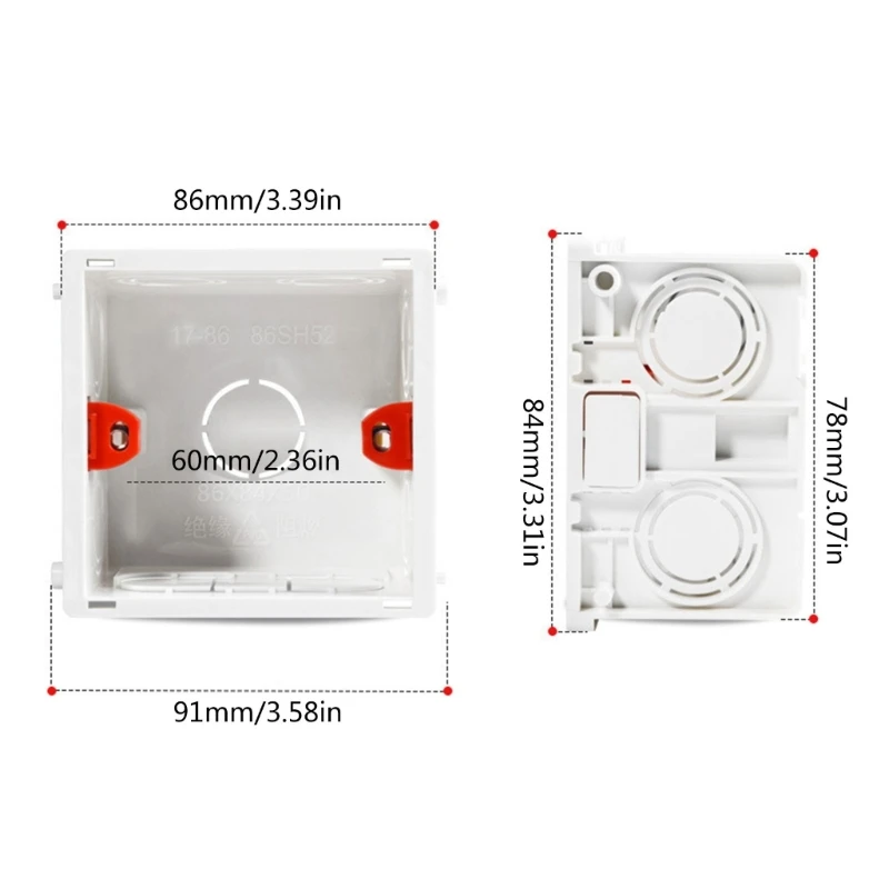 86-Type PVC Junction Box Wall Mount Cassette untuk Switch Socket Base