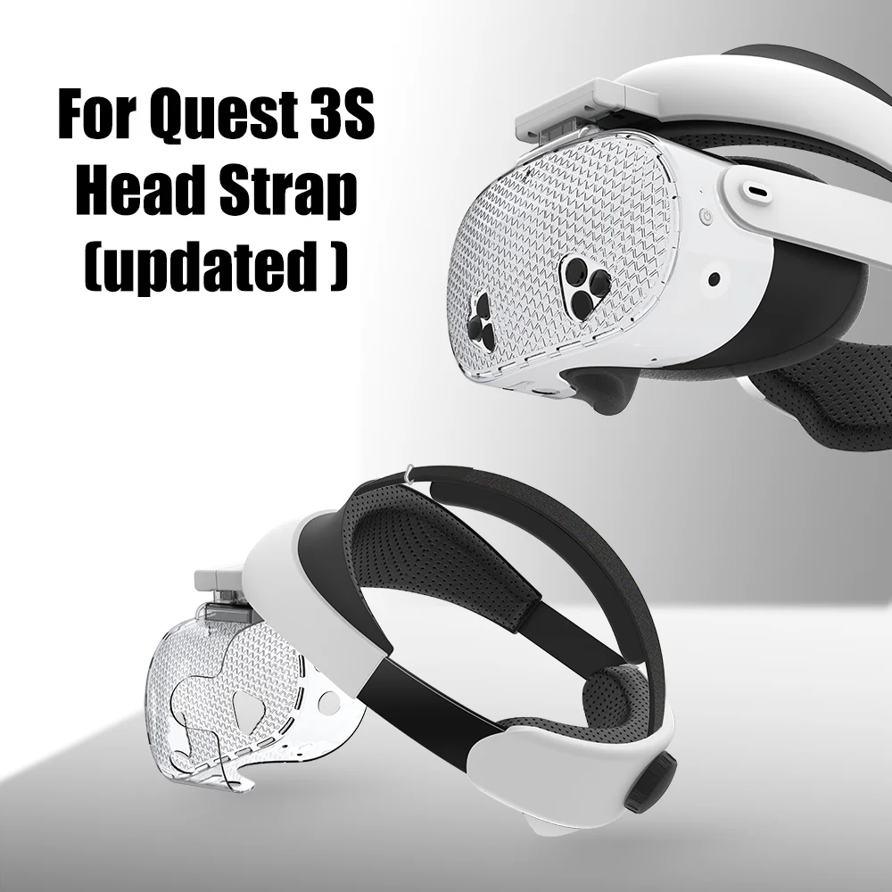لملحقات Quest 3S VR غلاف شفاف مع حزام رأس مريح مع مجموعة 2 في 1 معززة لسماعات الرأس Meta Quest 3S VR