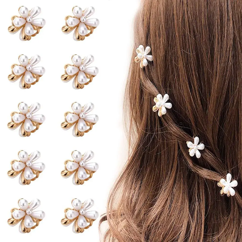 

10Pcs Fashion Flower Crystal Pearl Wedding Hair Pins Flower Bridal Hairpins Bridesmaid Hair Clips Hair Accessories Barrettes