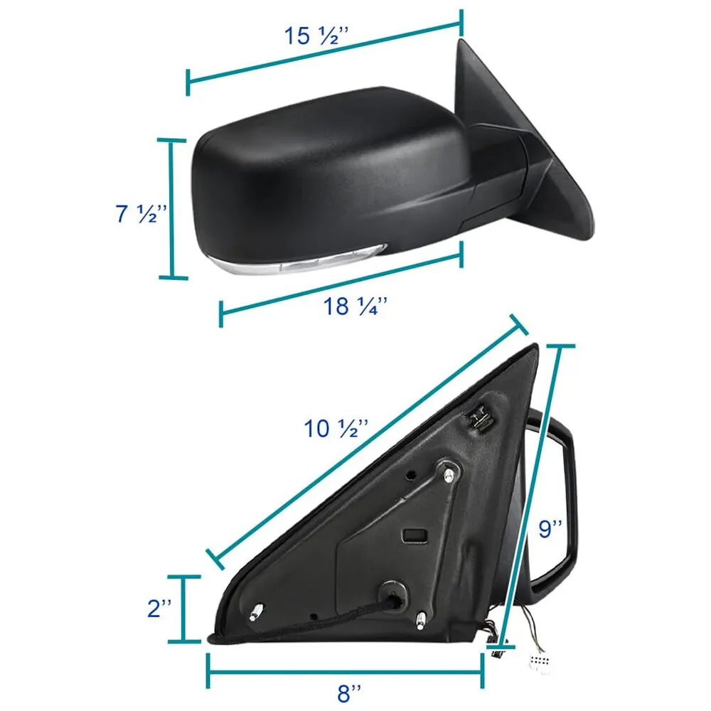 1 قطعة جانب الركاب الأيمن لـ 2013-2019 Ram 1500 قوة أضعاف + ساخنة + مرآة إشارة LED #3