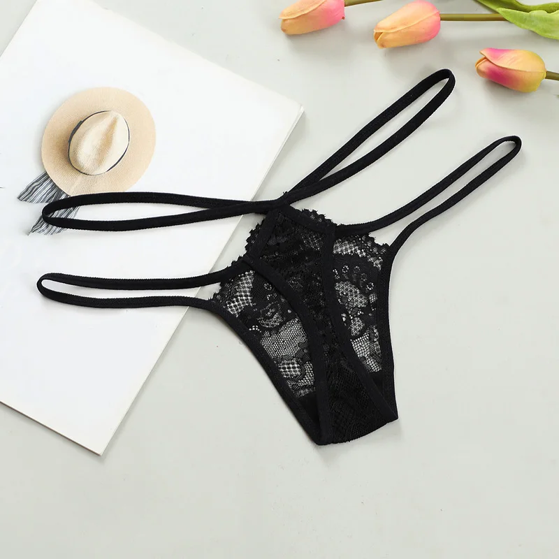 Thin Strap Hollow Panties Women Sexy G-String Soft Lingerie Low Rise Thong Breathable Female Underwear Solid Color Briefs