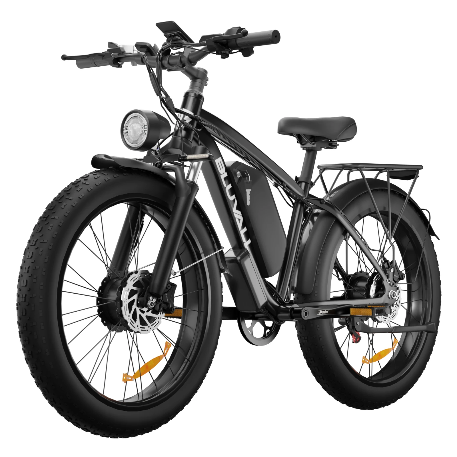US Stock B1 Electric Bike Adults 5000W Peak 1500W*2 AWD Motor 48V 25Ah Battery 180N.m Torque 37MPH Fat Tire Ebike 26x4.0 All-Terrain Bicycle image 2