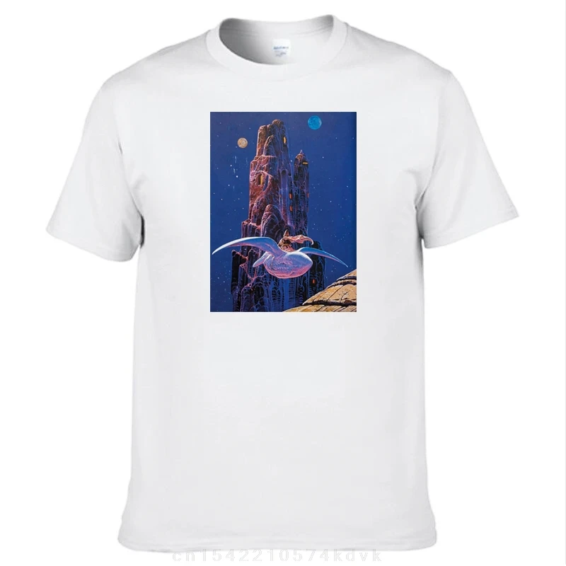 Moebius, Arzach, Poster, Night, Mountain, Rock City, Seagull, Moon, Stars, Comic, French Comic, Jean Giroud T-Shirt