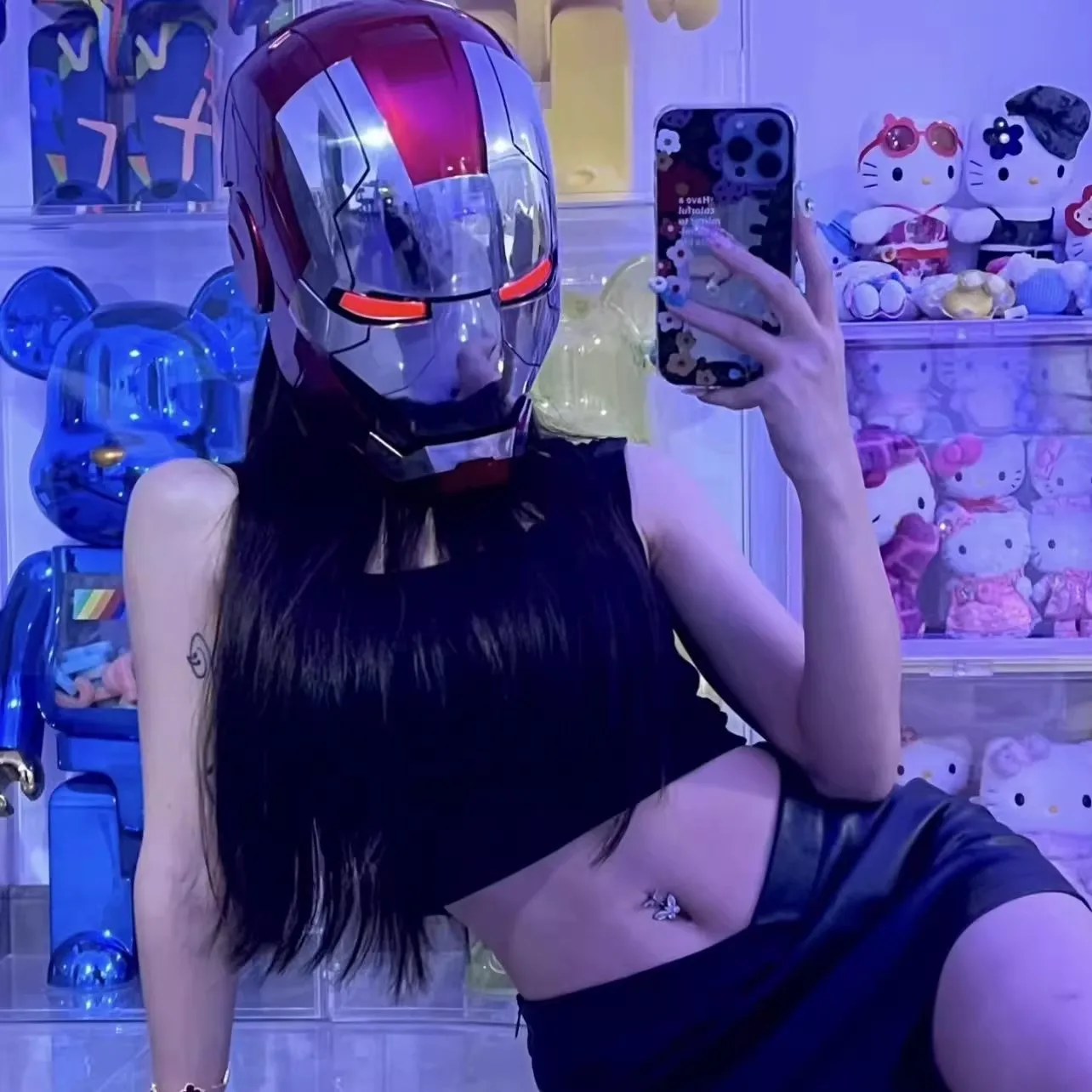 

Iron Man Mk5 Helmet 1/1 Automatic Mask Remote And Voice Control Collection Level Iron Man Autoking With Led Light Figure For Boy