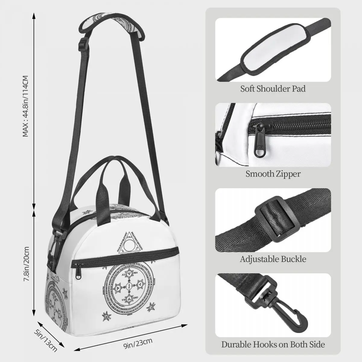 Solomon Circle Goetia Black N White Insulated Lunch Bag for Women Office Cooler Thermal Box Tote Leakproof Lunch Boxes