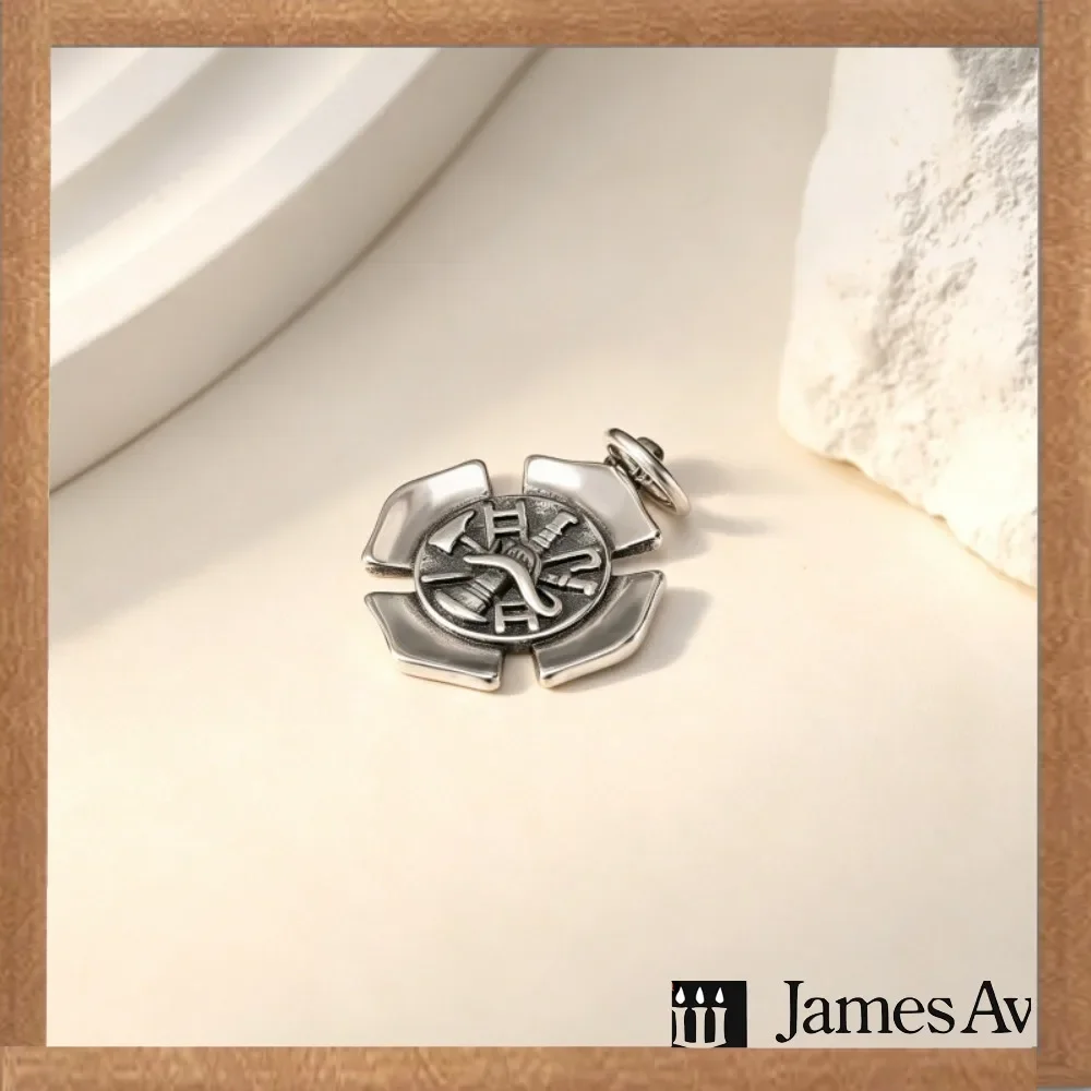 Firefighter Maltese Cross Charm Pendant, Silver Plated Fire Department Symbol Bead Charm for Bracelet Necklace DIY Jewelry Making, Fireman Axe Hose Pattern Design, Fashion Jewelry Accessory, Memorial Gift for Firefighter Family