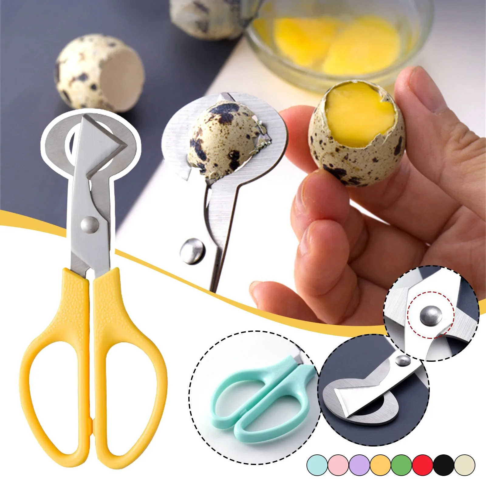 Cortador de huevos de codorniz, herramienta para abrir y separar cáscaras de huevo pequeñas, tijeras para huevos de aves, cortador de cigarros, abridor, clip, triturador, cuchilla, tijeras.