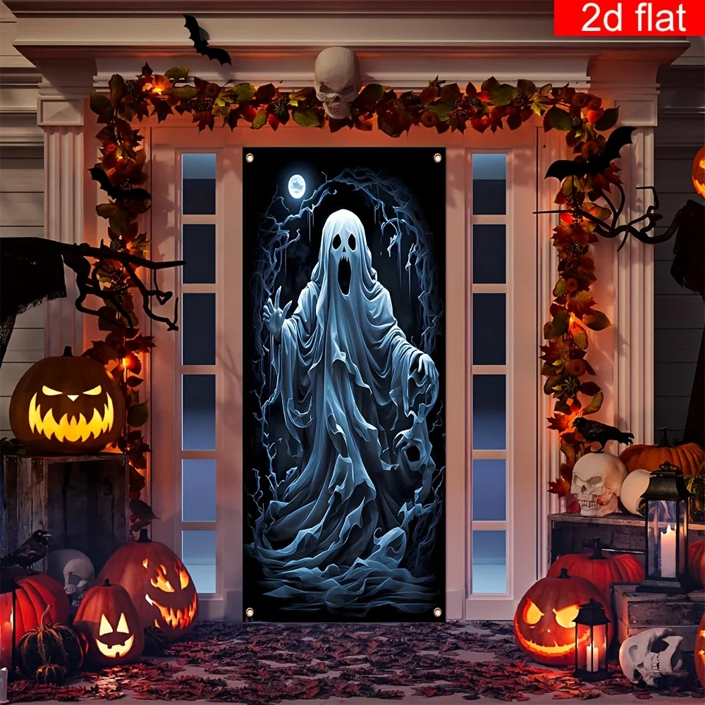 [] قطعة واحدة، ديكور لافتة الهالوين السعيدة، بوليستر، خلفية تصوير شبح الهالوين المرعبة، حفلة عشية الهالوين