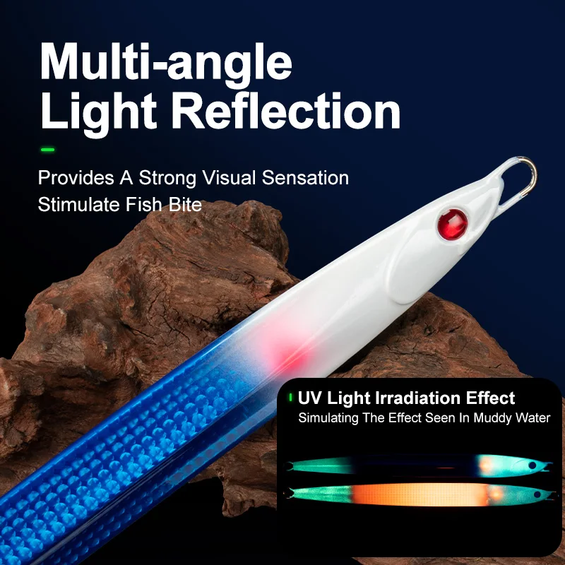 TEASER J107 150G-400G Fast-sinking Iron Plate Boat Fishing High-Antimony Lead Double-Head Luminous Slow-Jig Deep-Sea Bionic Lure view 3