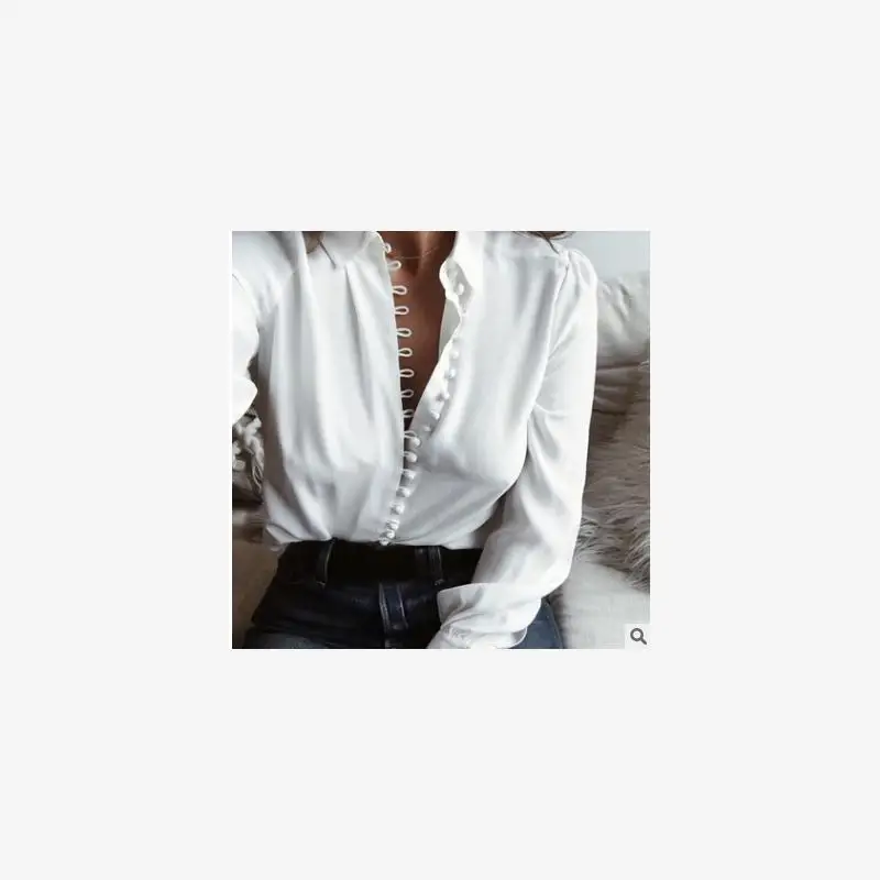 

Spring Summer New Sle Loose Long Sve White Women's irt Collared Faionable Stand Button Versatile Basic Pure Color