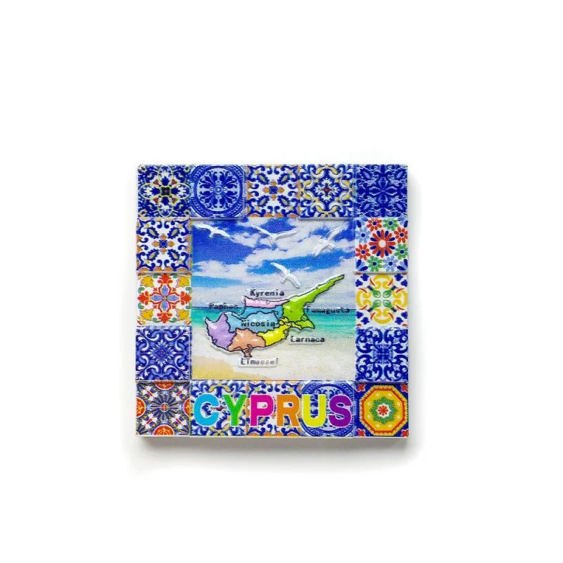 

Cyprus Map Tiles 3D Fridge Magnets Porto Travel Souvenirs Decorative Items Collectible Gifts