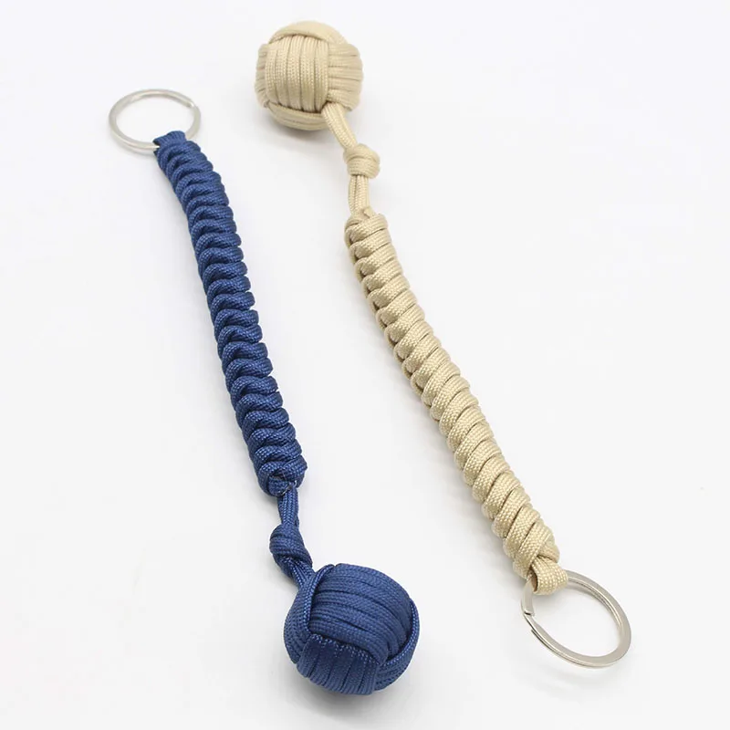 Paracord Braided Steel Ball Snake Knot Ball Monkey Fist Paracord Outdoor Survival Key Chain Paracord Pendant Ball