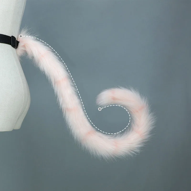 80cm Long Plush Cat Tail Cosplay Costume Accessories JK Girl Lolita Furry Animal Tail Fursuit Party Halloween Cosplay Props