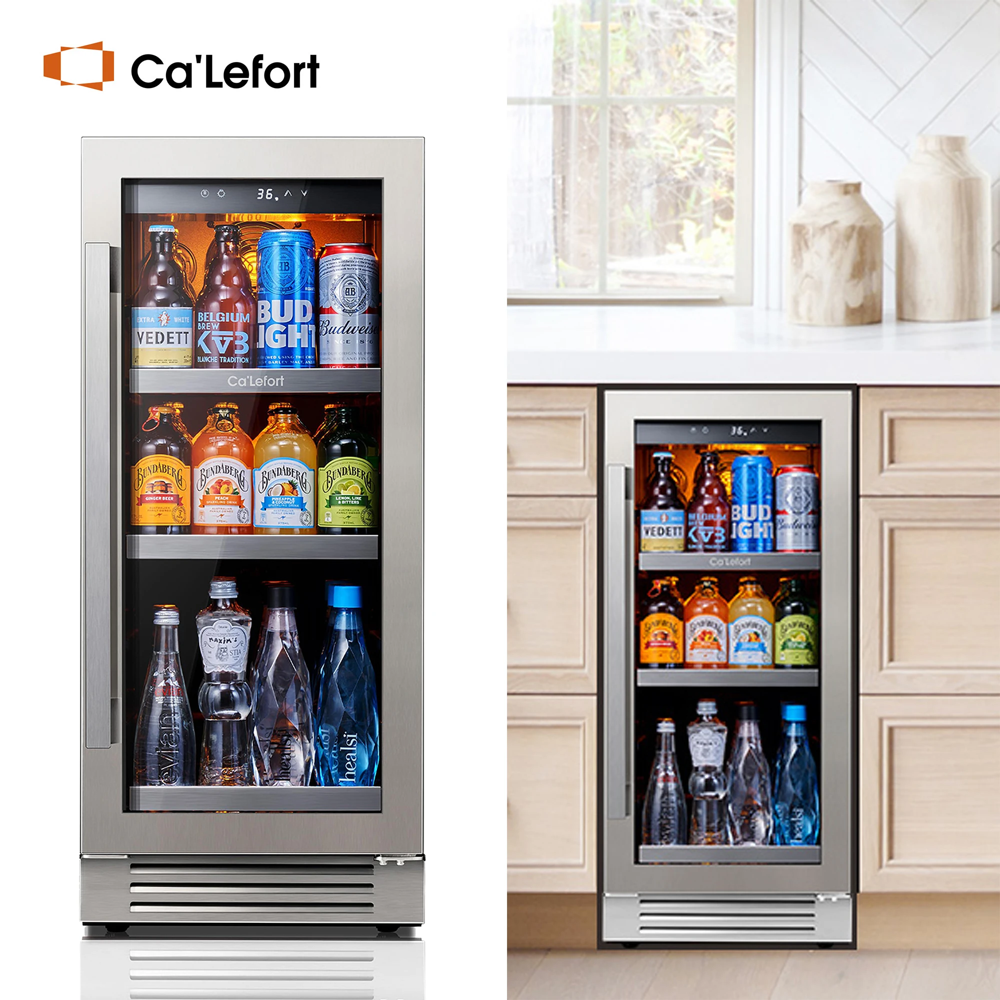 Ca’Lefort 85L Wine & Beverage Cooler | 80 Bottles & 80 Cans 1–12°C Compressor Cooling Auto Defrost, LED Light Auto Defrost Home